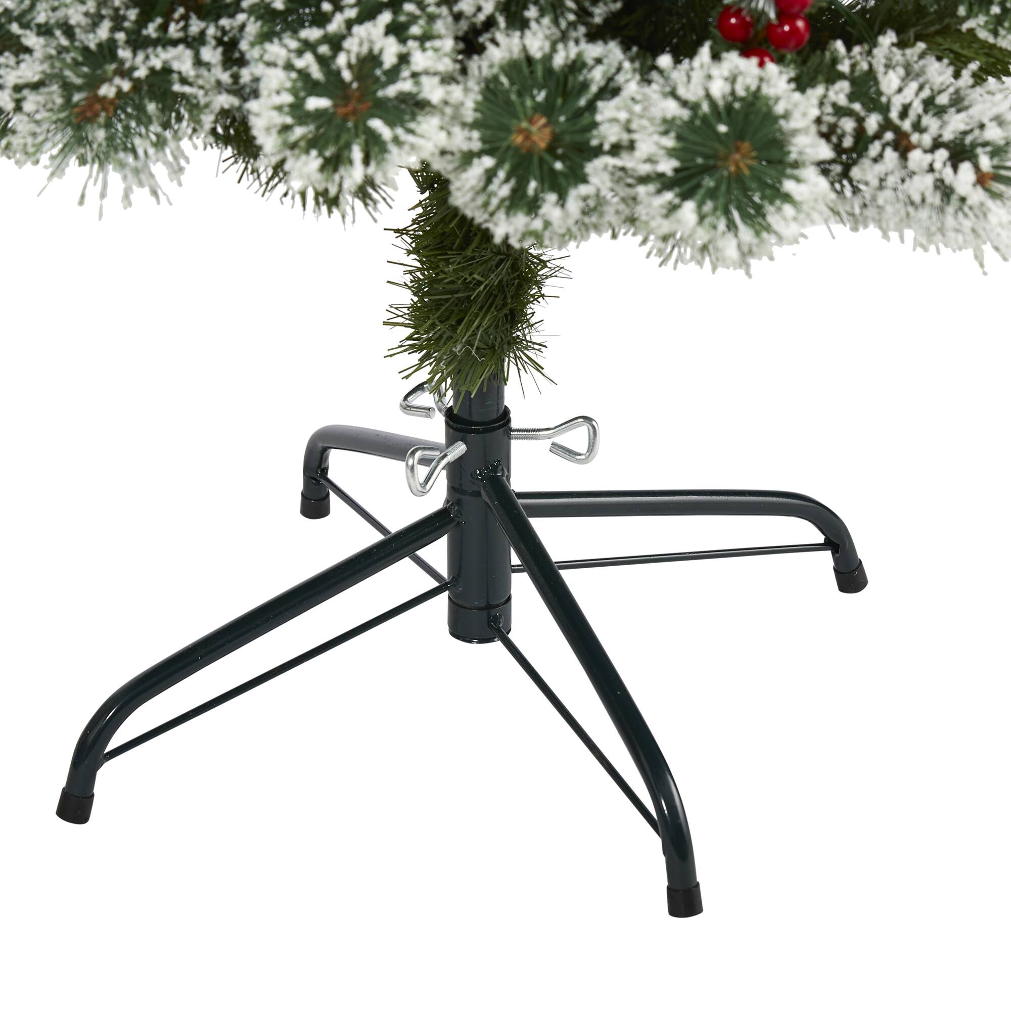 5ft. Pre-Lit Frosted Swiss Pine Artificial Christmas Tree with Berries, Clear LED Lights